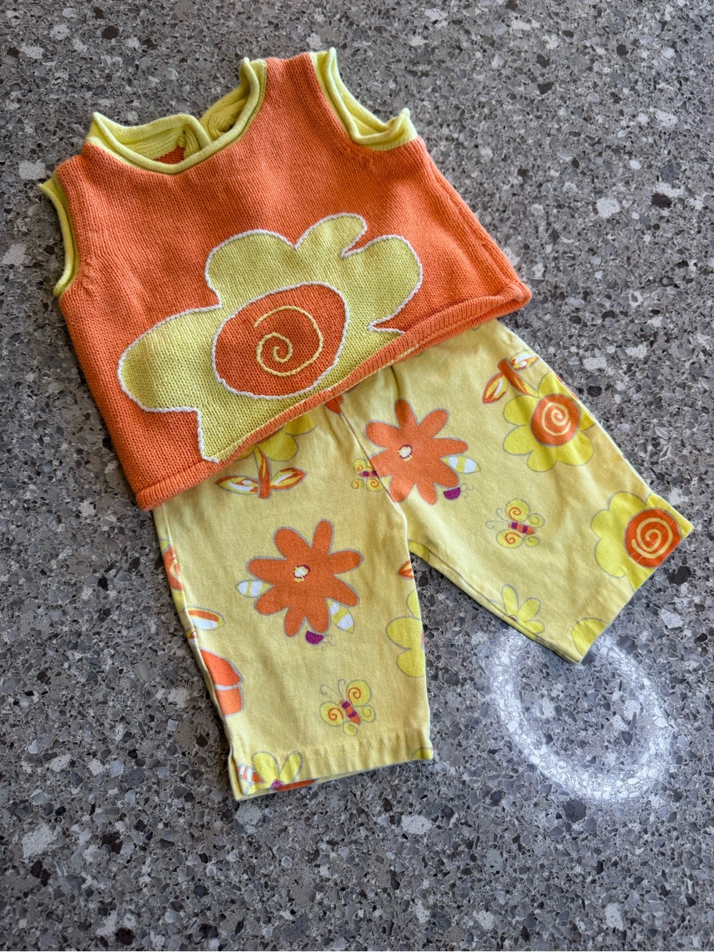Vintage Koala Kids 6/9M Baby Girl 2 Piece Outfit Floral Knit Y2K 90s